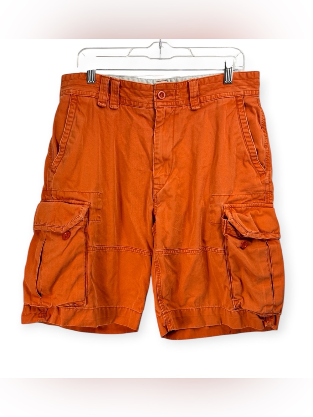 Polo Ralph Lauren Cargo Shorts Mens 33 Orange Canvas Utility Surplus Vintage Y2K